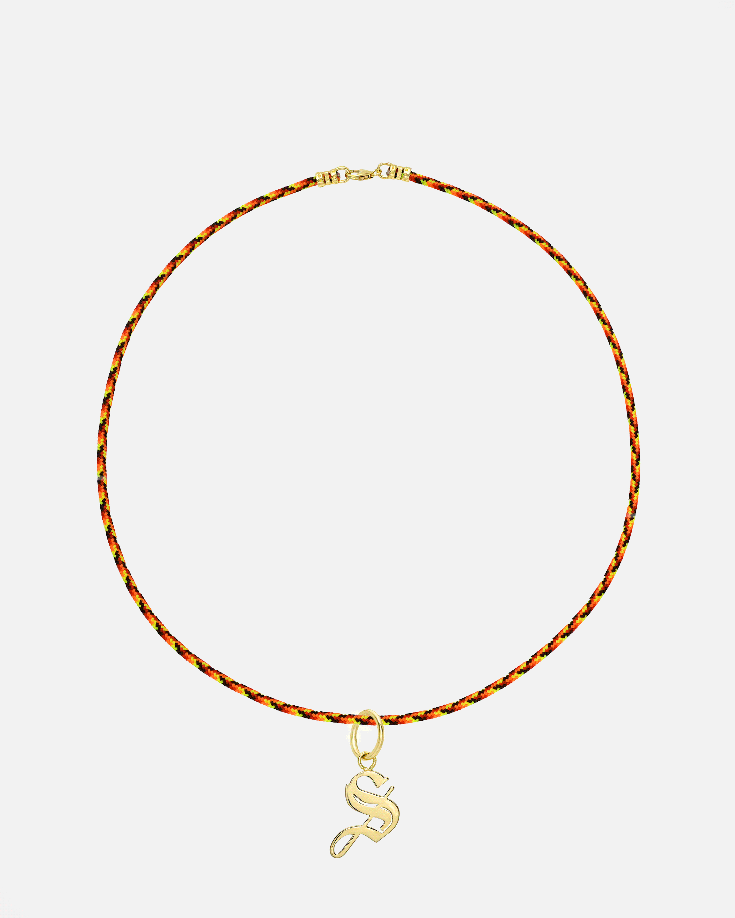 14K Paracord Necklace With Gothic Initial