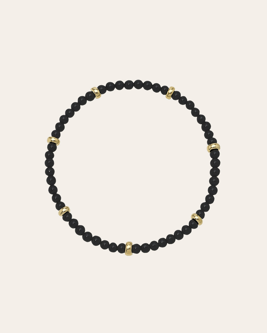 14K Gold Black Onyx Segment Bead Bracelet