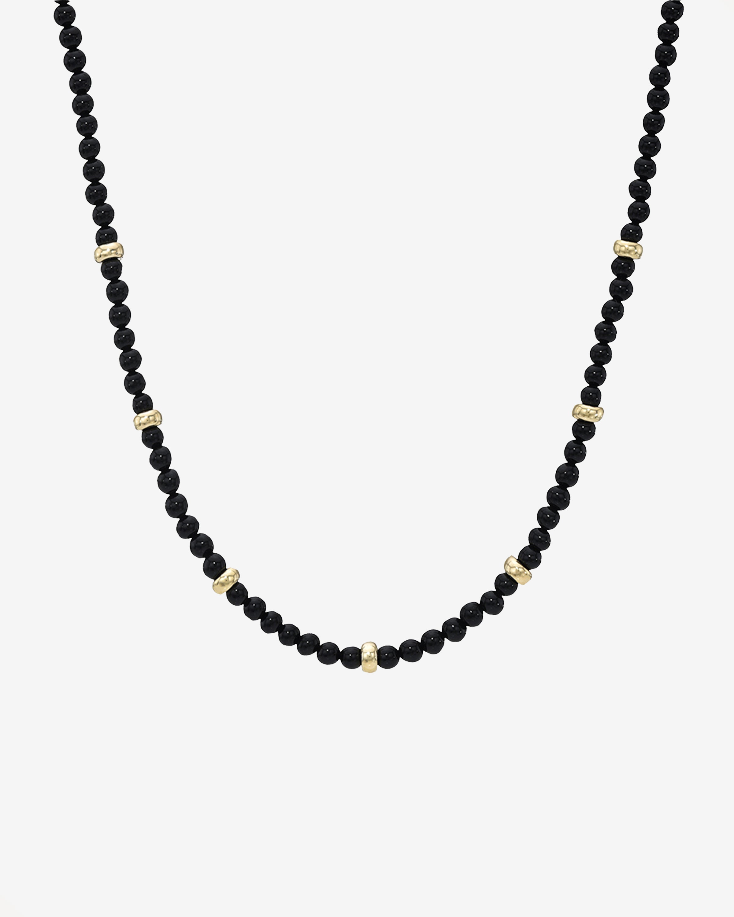 SEV ブラック ゴールド ネックレス 14K Gold Black Onyx Segment Bead Necklace
