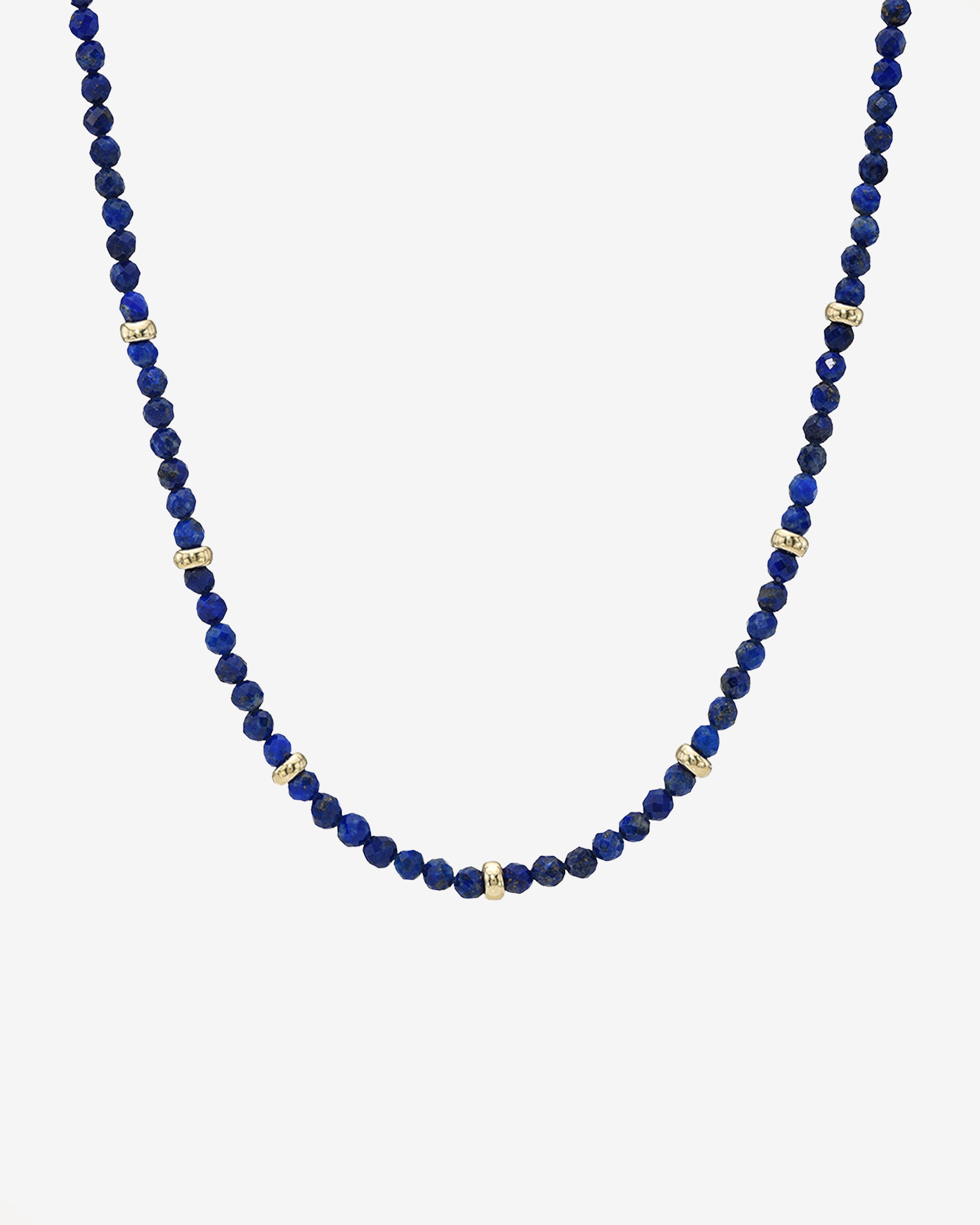 14K Gold Blue Lapis Segment Bead Necklace