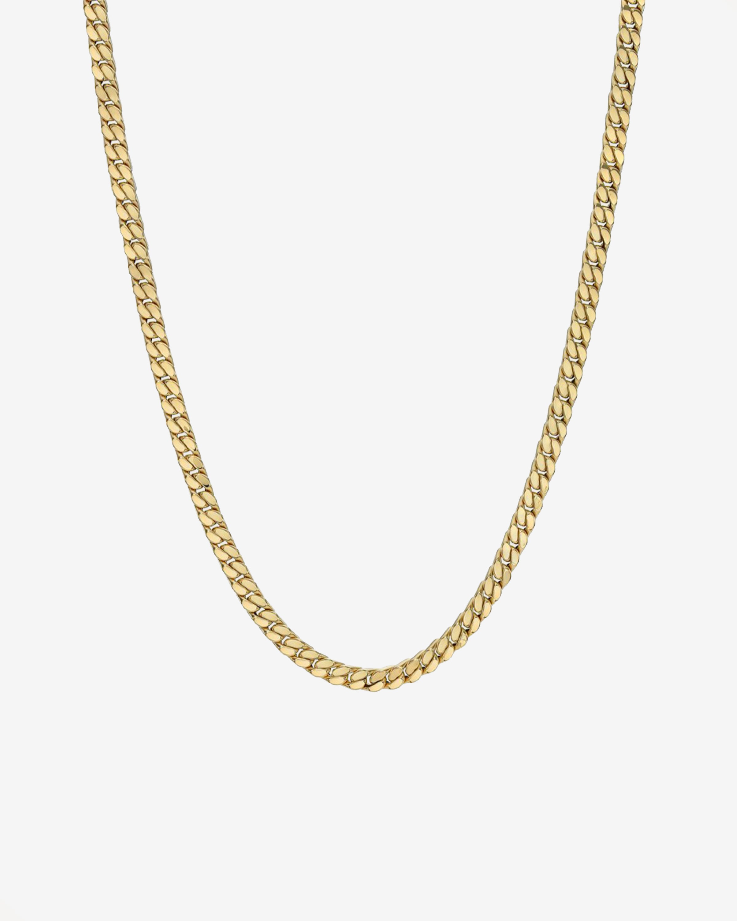 14K Gold Flat Curb Link Necklace