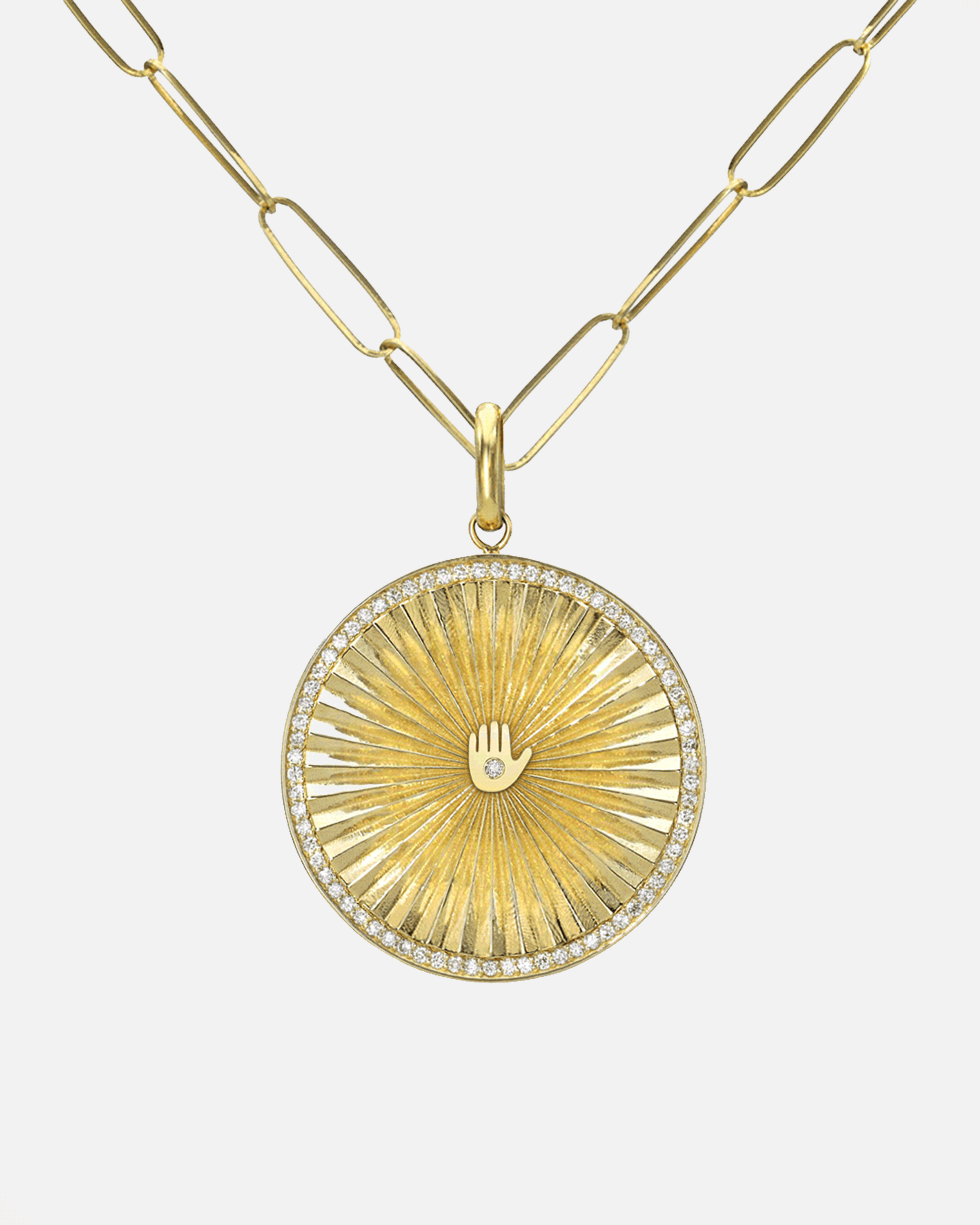 14k Gold Fluted Charm Disc Necklace