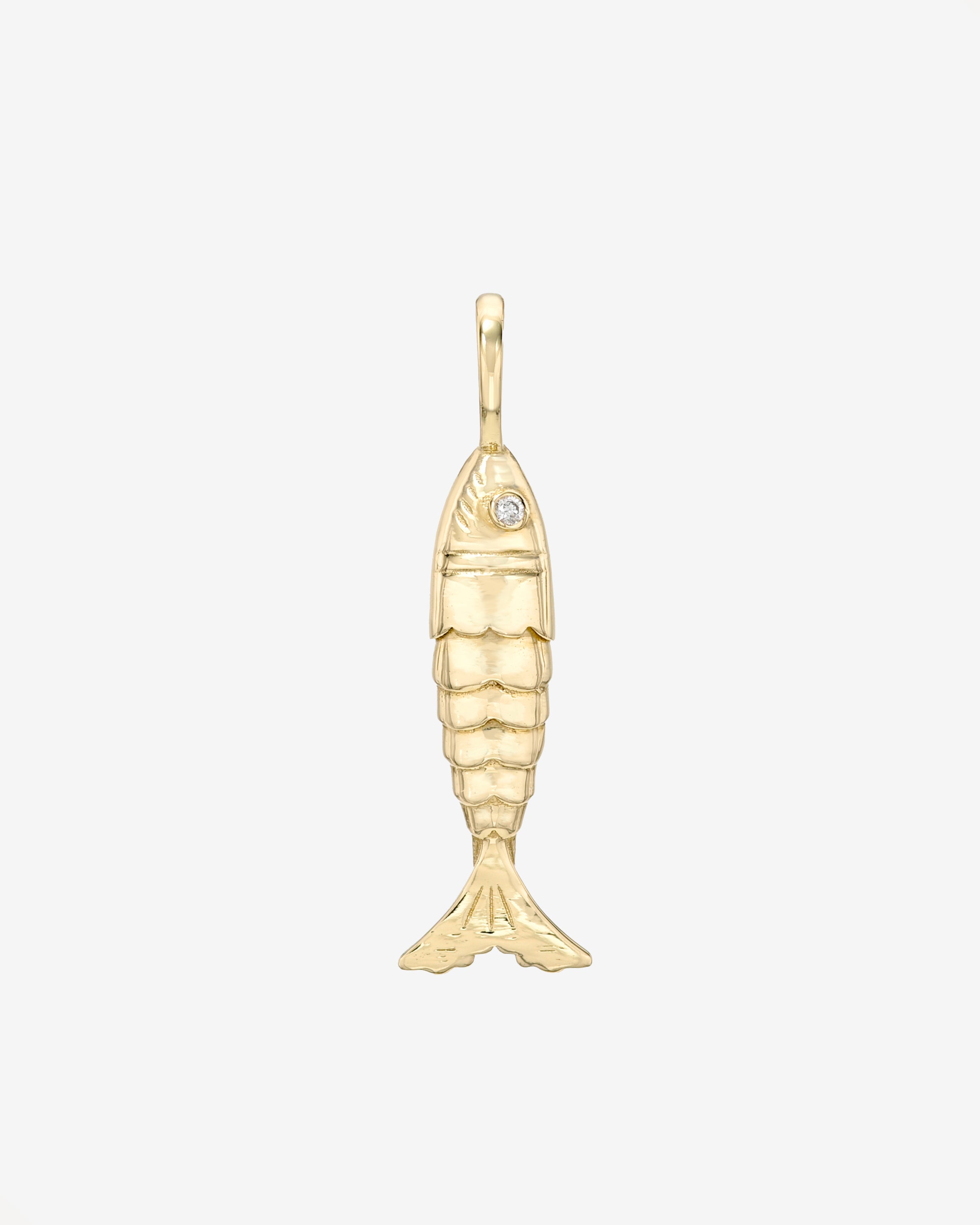 14k Gold Diamond Lucky Fish Pendant