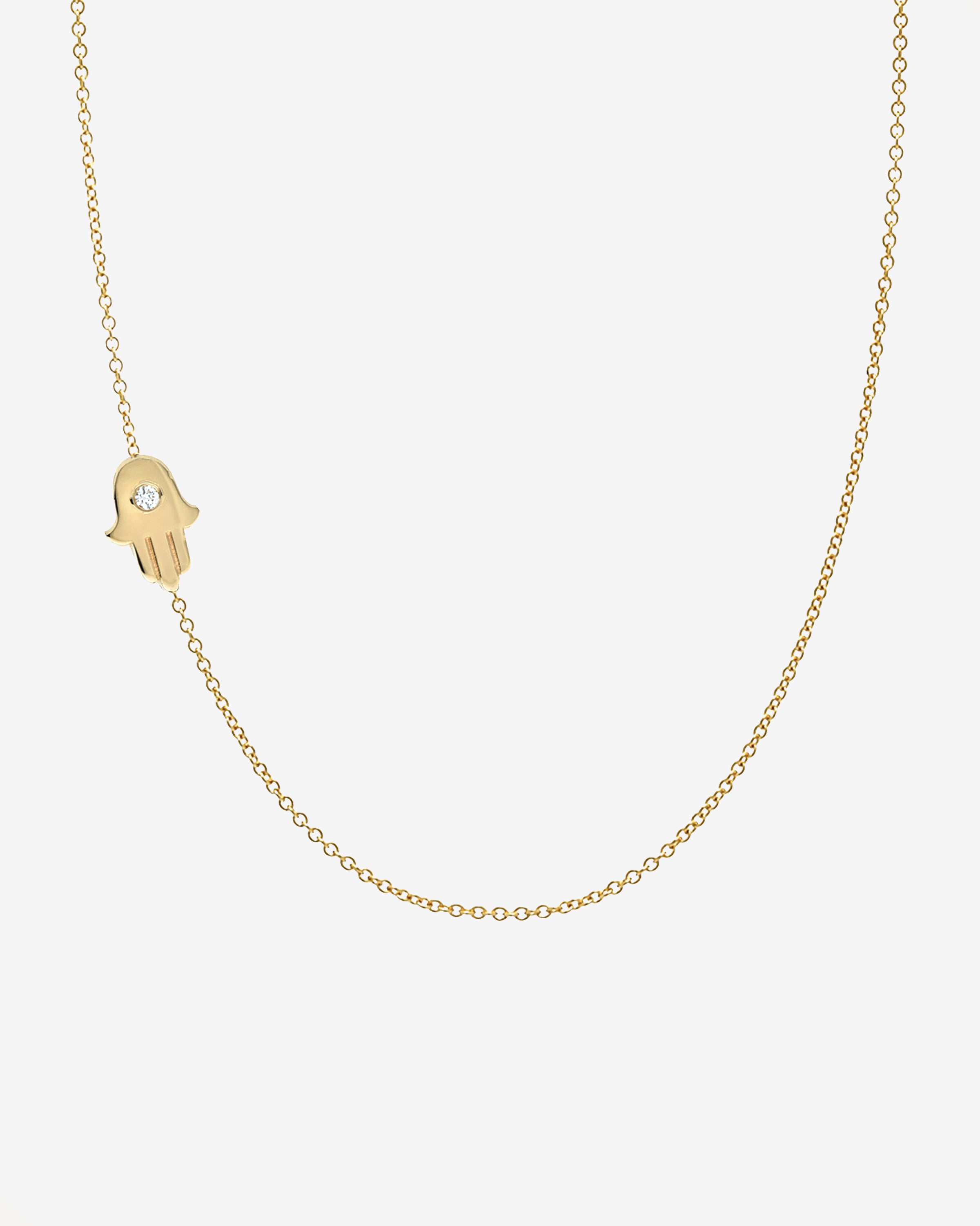 Hamsa Hand Necklace in 14k Gold with Diamond | Zoe Lev