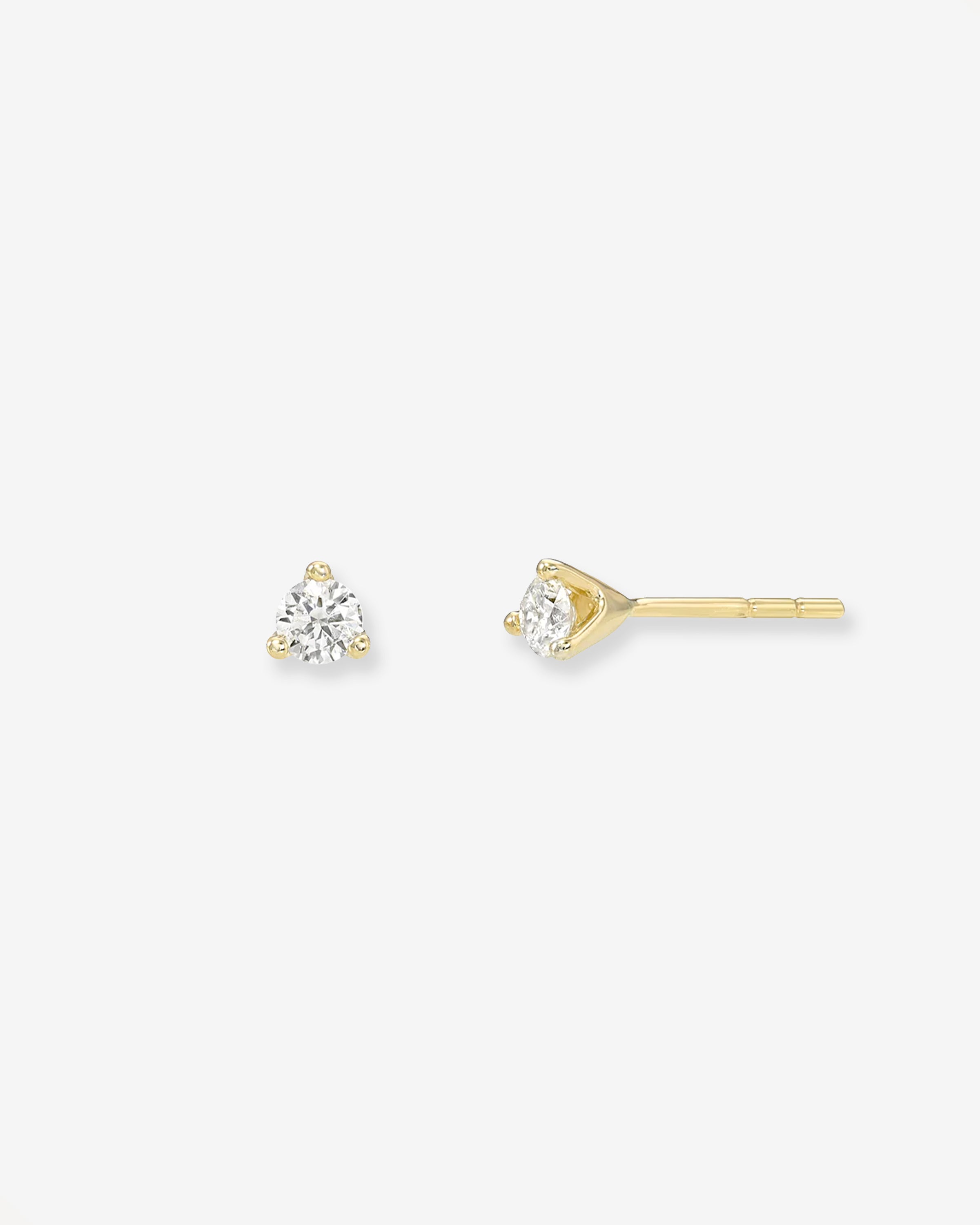 3 Prong Diamond Stud Earrings