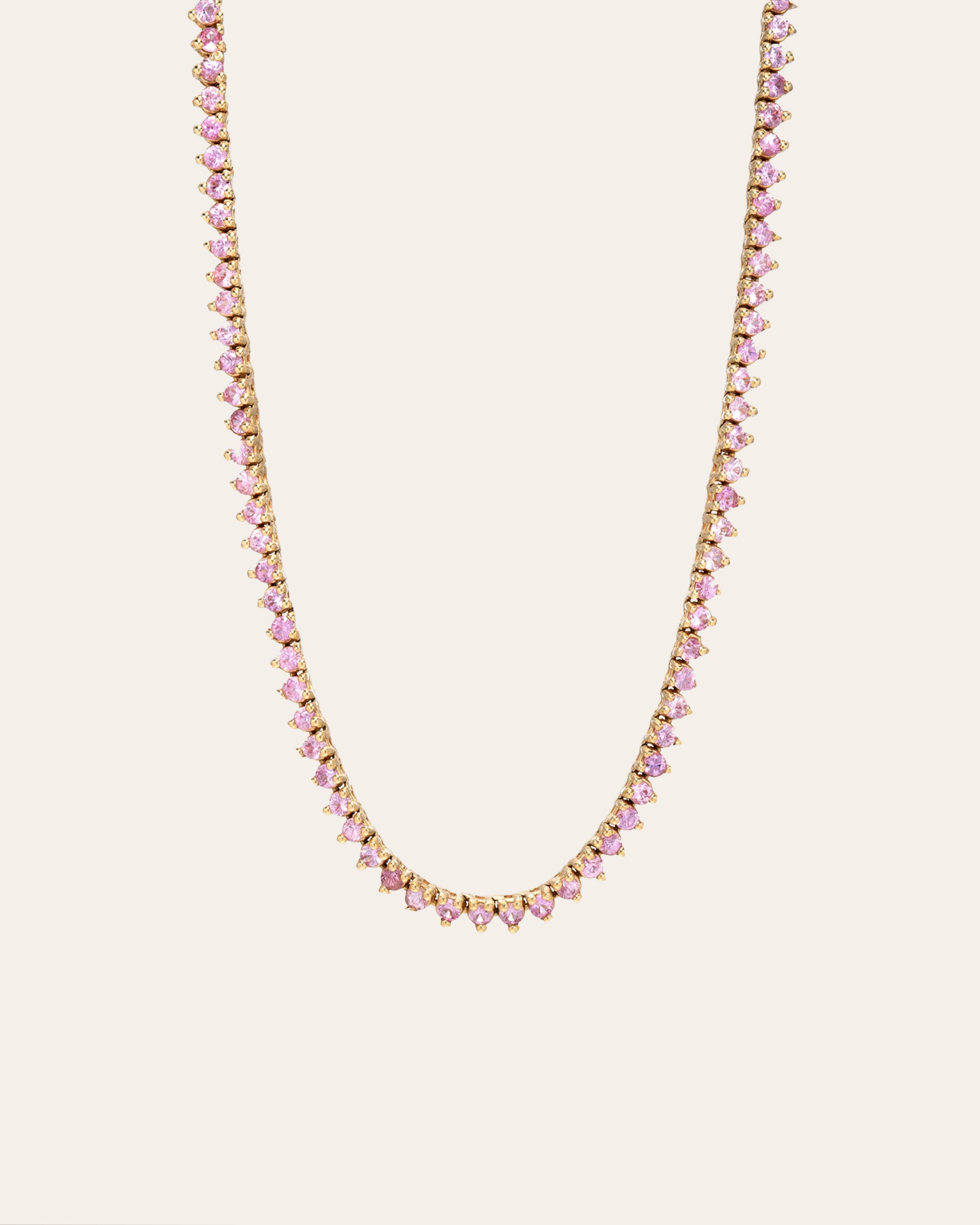 3 Prong Pink Sapphire Tennis Necklace – Zoe Lev Jewelry