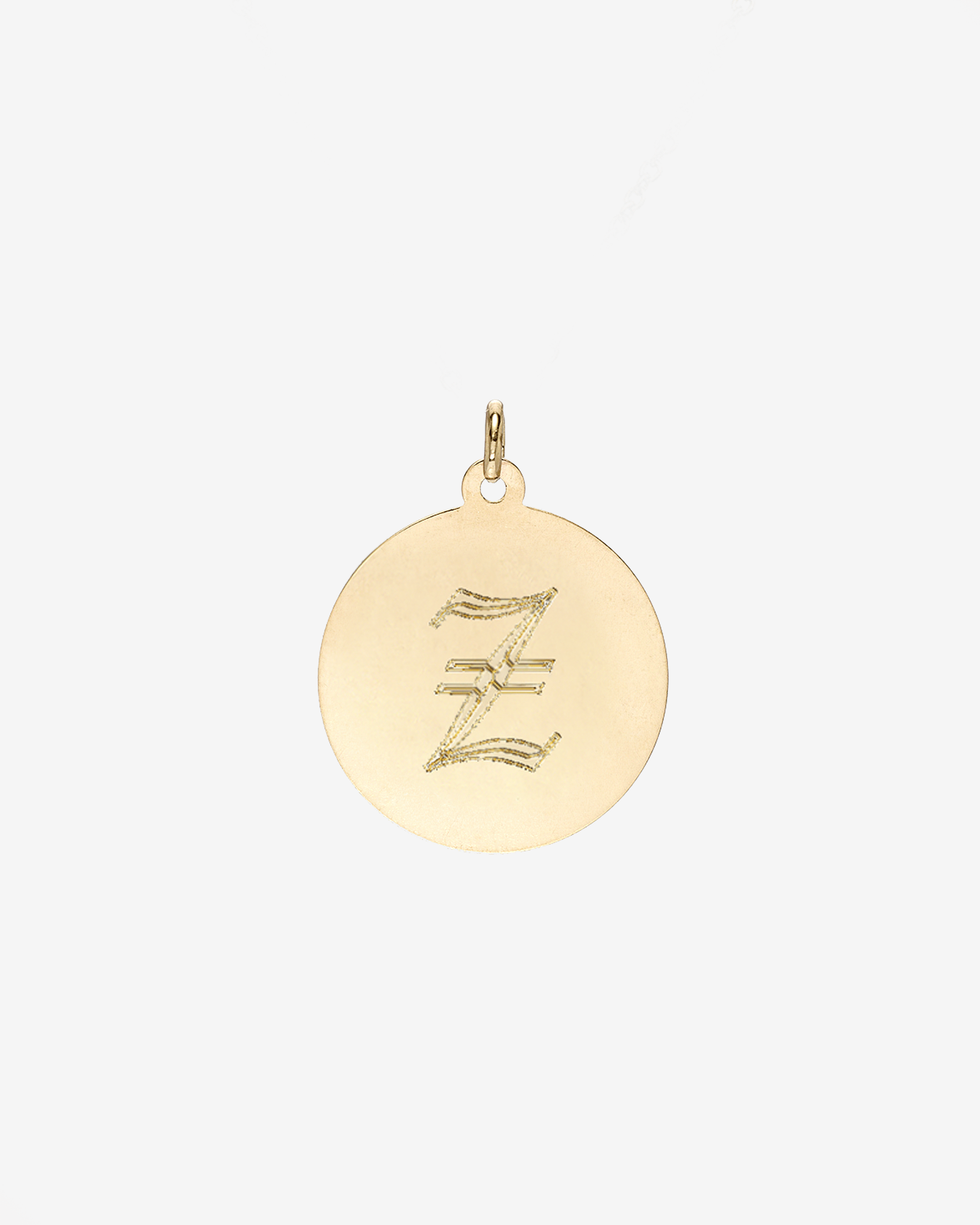 14k Gold Large Engraved Disc Pendant