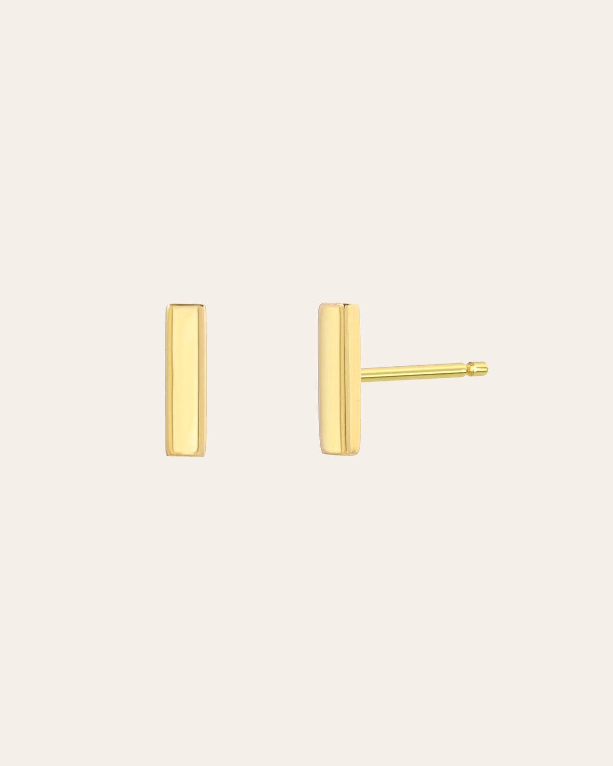 14k Gold Bar Stud Earrings