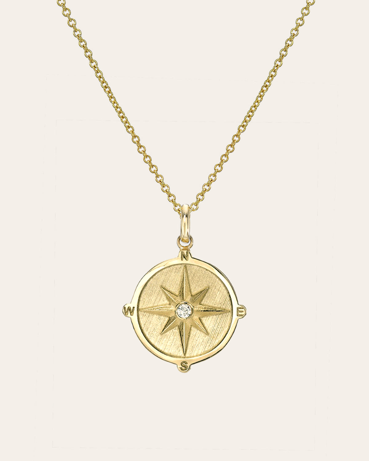 14k Gold Diamond Compass Medallion Necklace