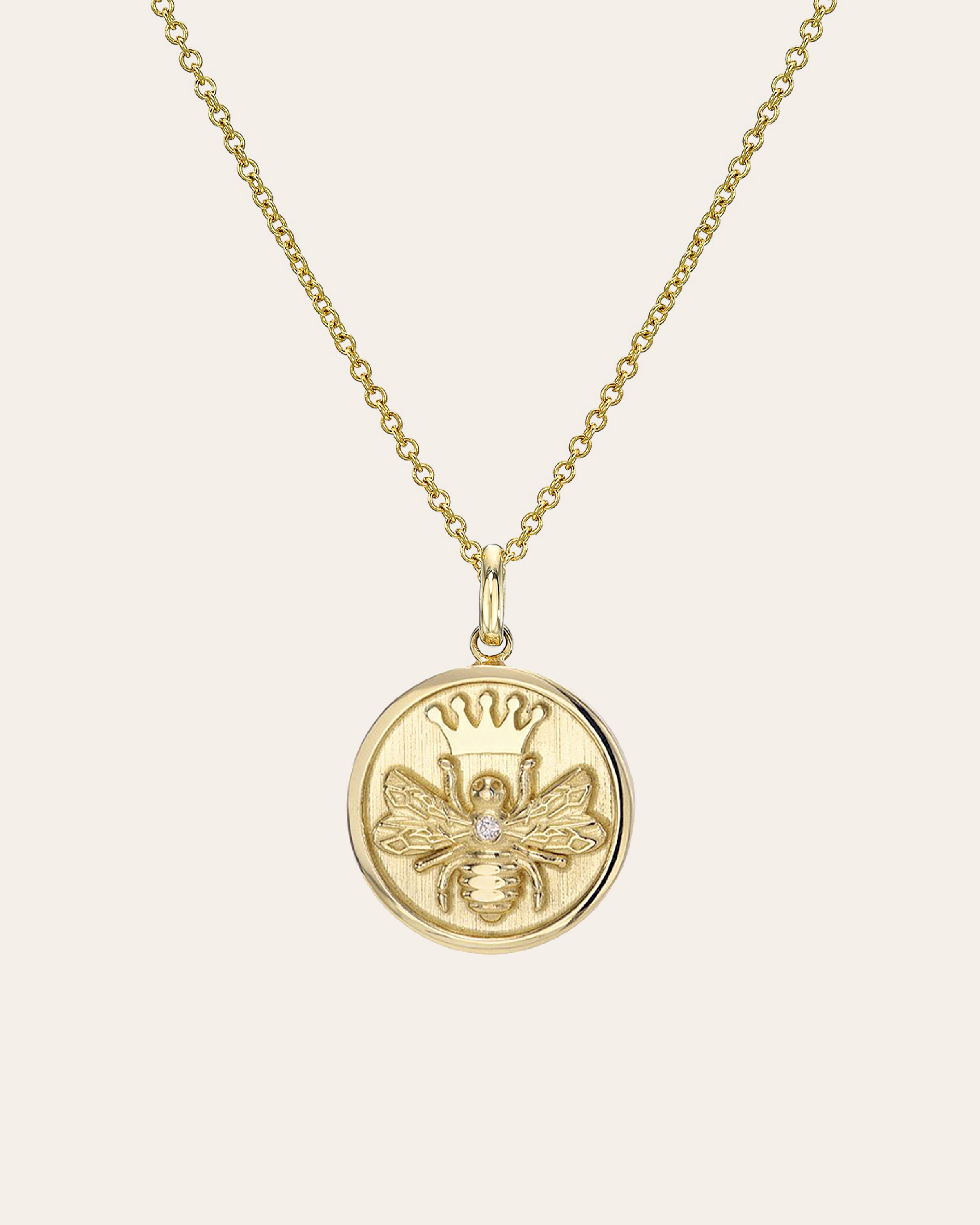 14k Gold Diamond Queen Bee Medallion Necklace – Zoe Lev Jewelry