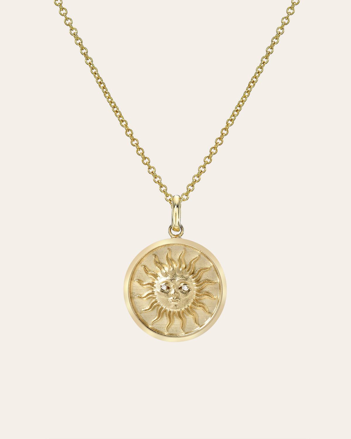 14k Gold Diamond Sun Medallion Necklace