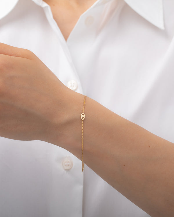 Gold Bracelet (1.03 gm), 14 KT Plain Yellow Gold Jewellery - Evil Eye Baby Nazaria Gold Bracelet for Baby. Length 5 inch.