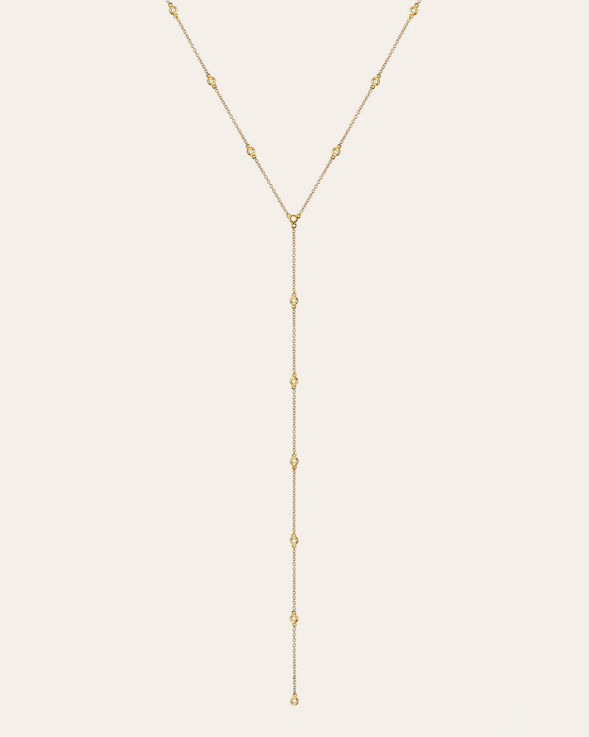 14k Gold Bezel Diamond by the Yard Lariat Necklace