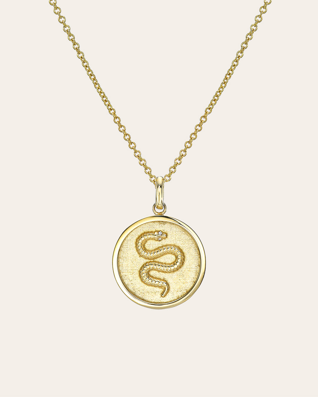 14K Gold Diamond Snake Medallion Necklace