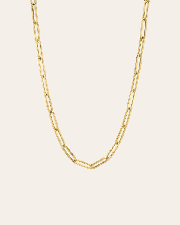 14k Gold Large Open Link Chain with Diamond Carabiner Necklace - Zoe Lev  Jewelry