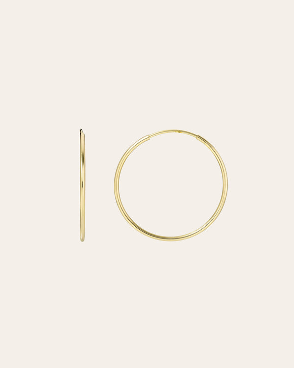 14k Gold Medium Thread Hoop Earrings - Zoe Lev Jewelry