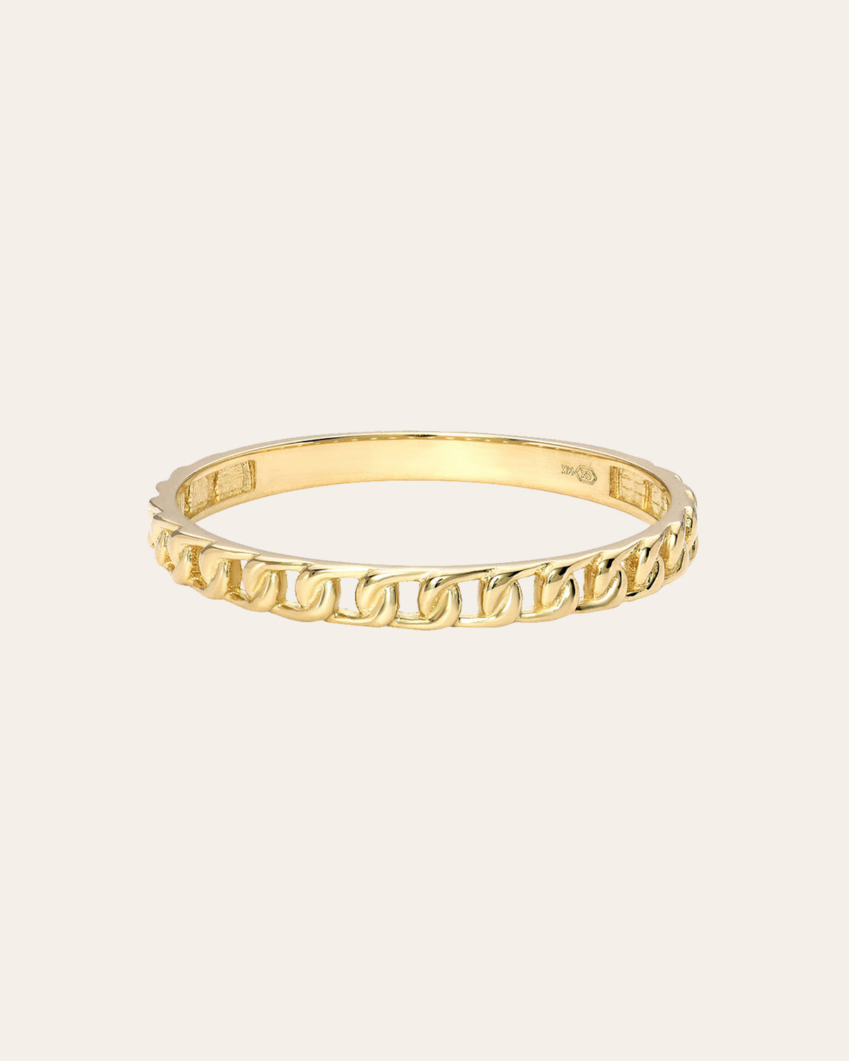 14k Gold Thin Solid Cuban Link Ring