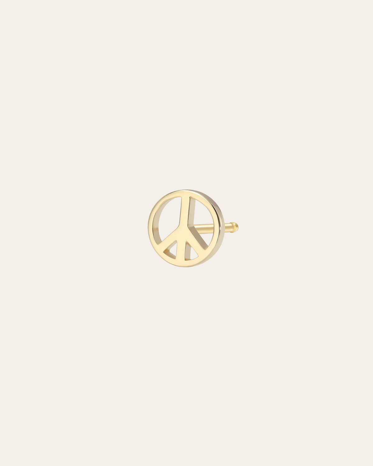 14k Gold Tiny Peace Sign Stud Earring