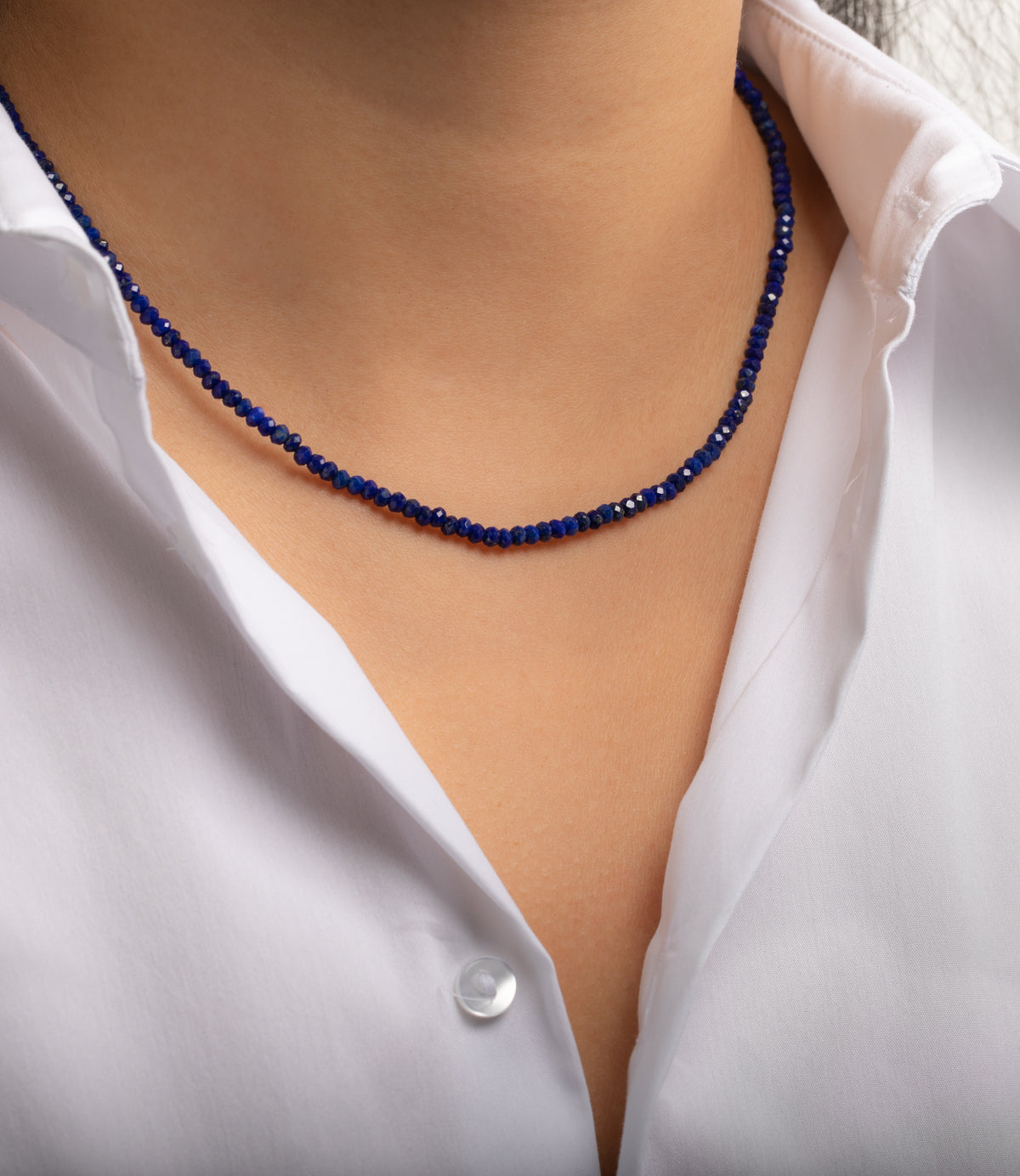 Blue Lapiz Bead Necklace