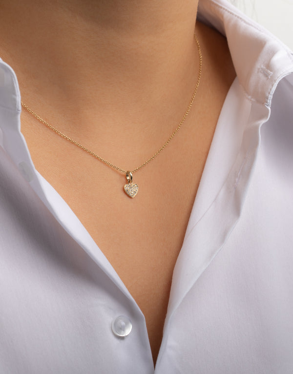 Diamond Small Heart Pendant - Zoe Lev Jewelry