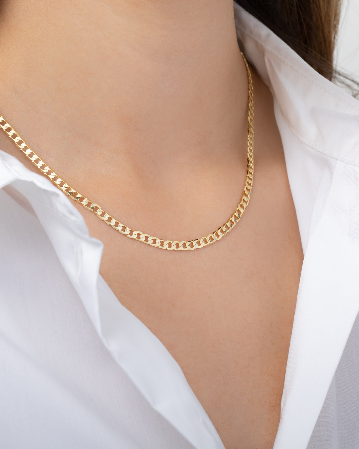 Gold Vermeil Flat Cuban Chain Necklace