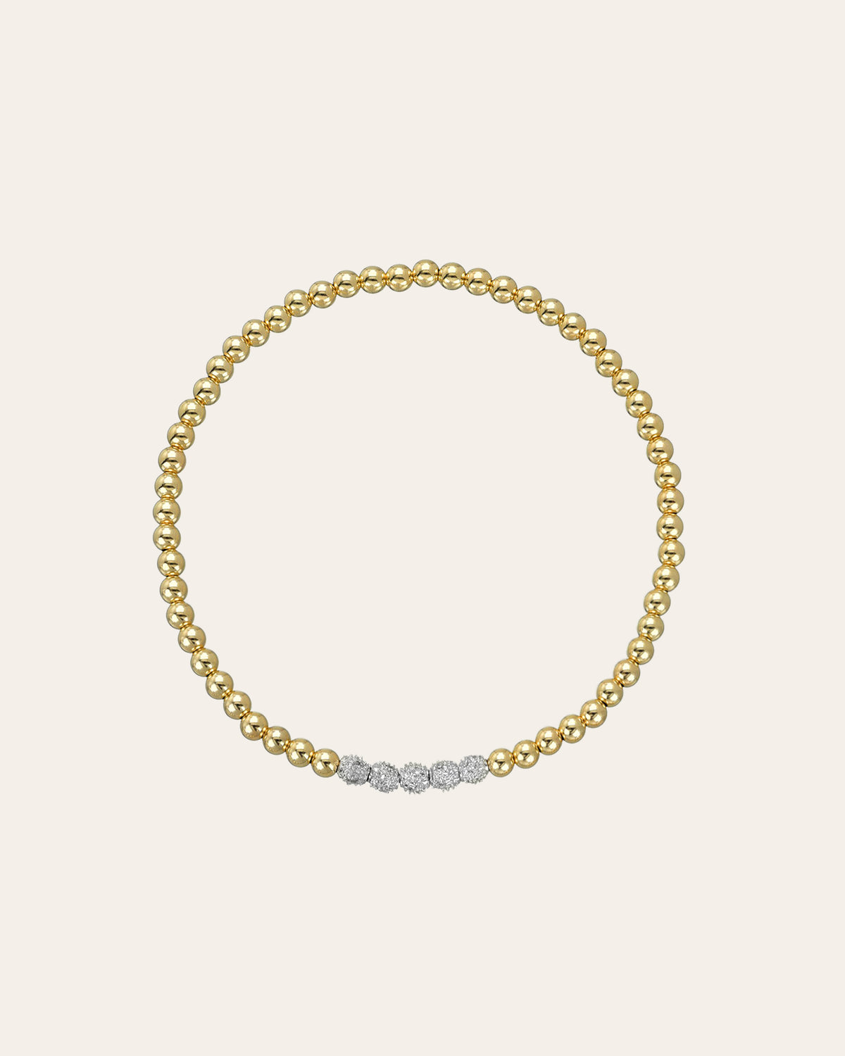 3mm Gold Bead Bracelet with Multi Diamond Beads
