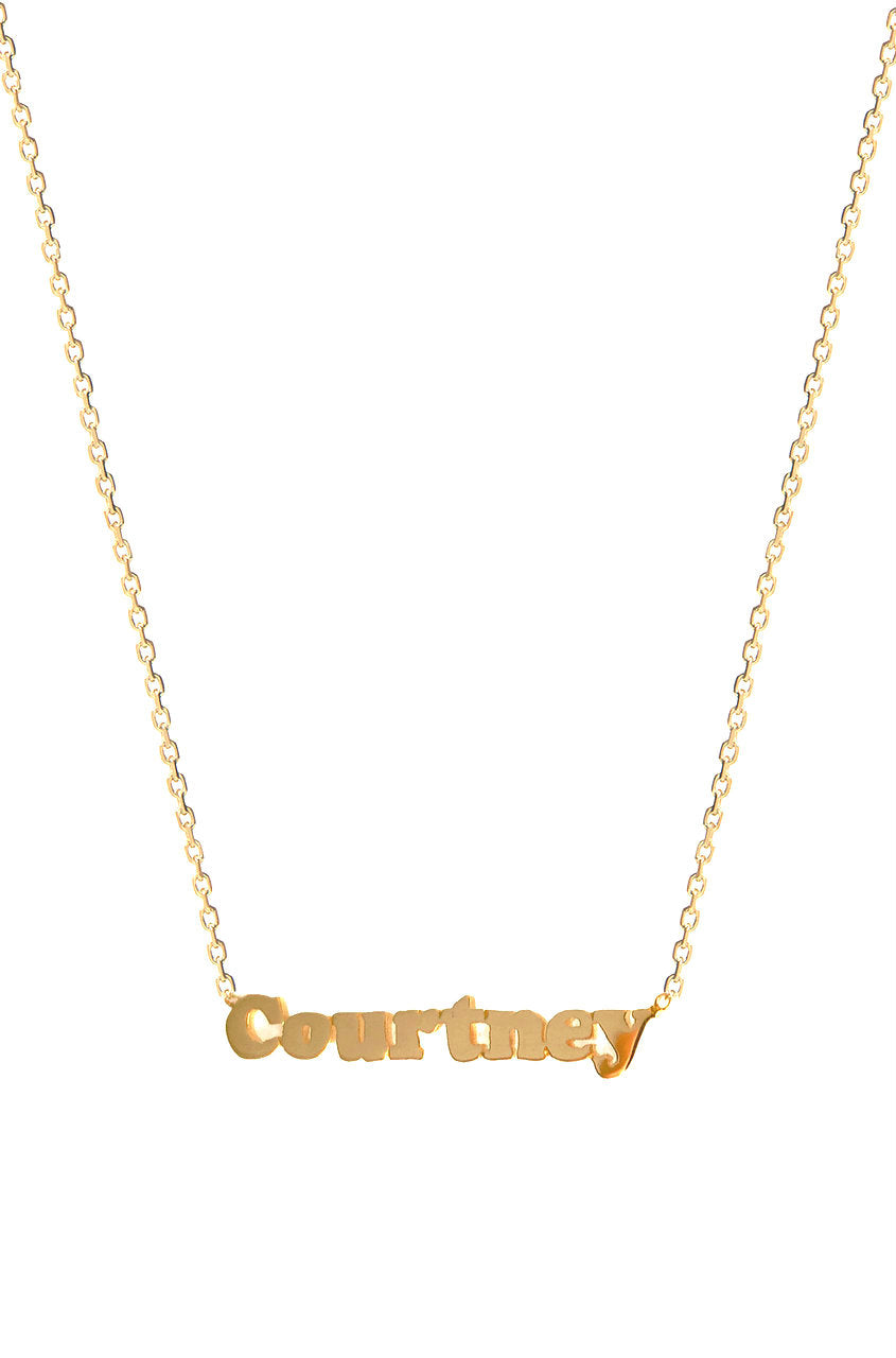 14k Gold Block Name Necklace in Yellow Gold 