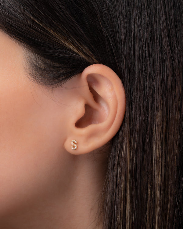 Mini diamond initial earrings Clearance