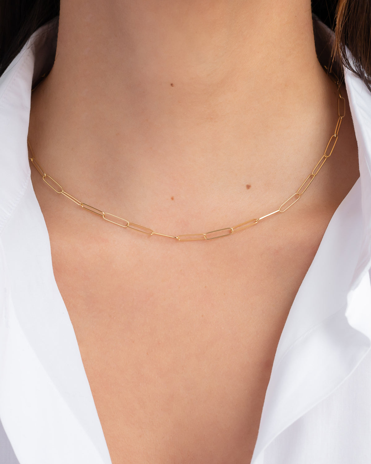 14k Gold Paper Clip Chain Necklace