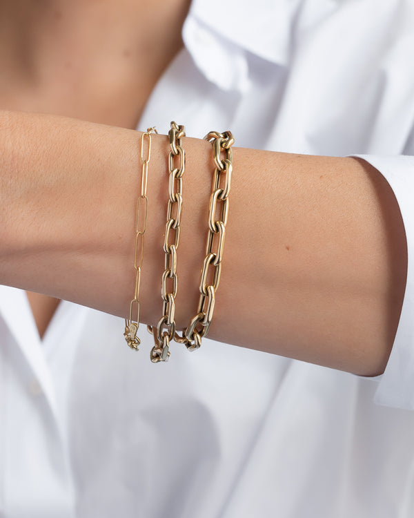 14k Gold Paper Clip Chain Bracelet - Zoe Lev Jewelry