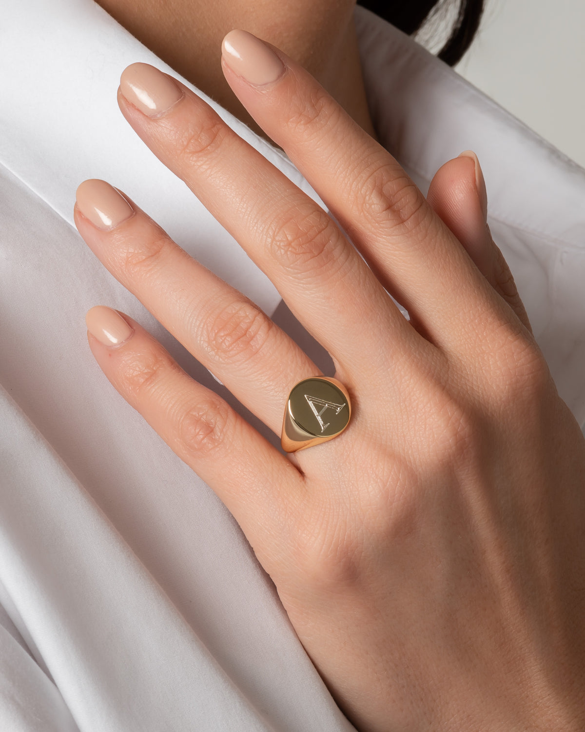 Engraved Signet Ring in Gold Vermeil 