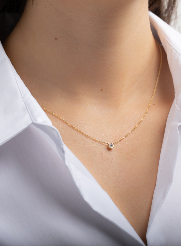 14k Gold Single Bezel Diamond Hand Chain - Zoe Lev Jewelry