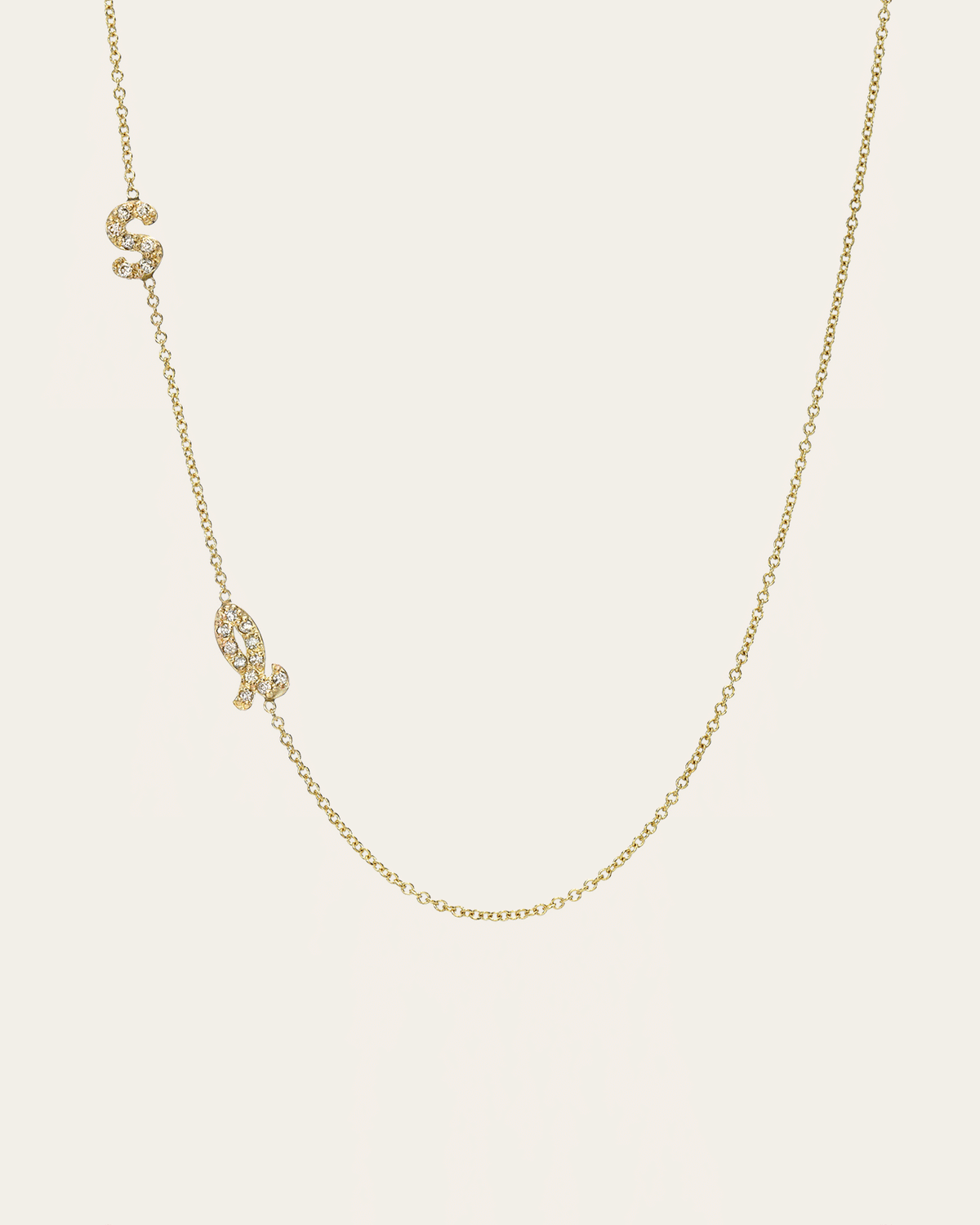 Mini Diamond Asymmetrical Script Initial Necklace
