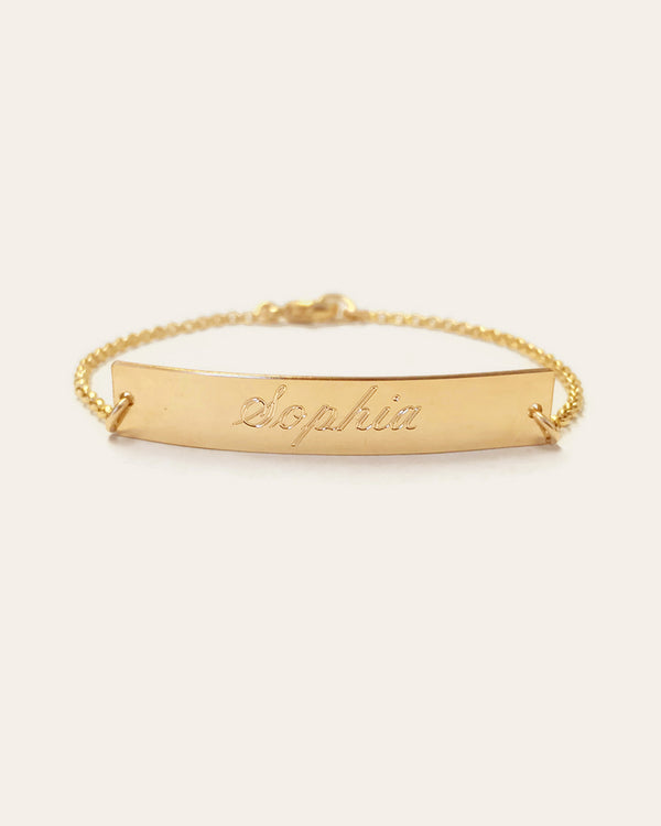 Gold nameplate sales bracelet baby