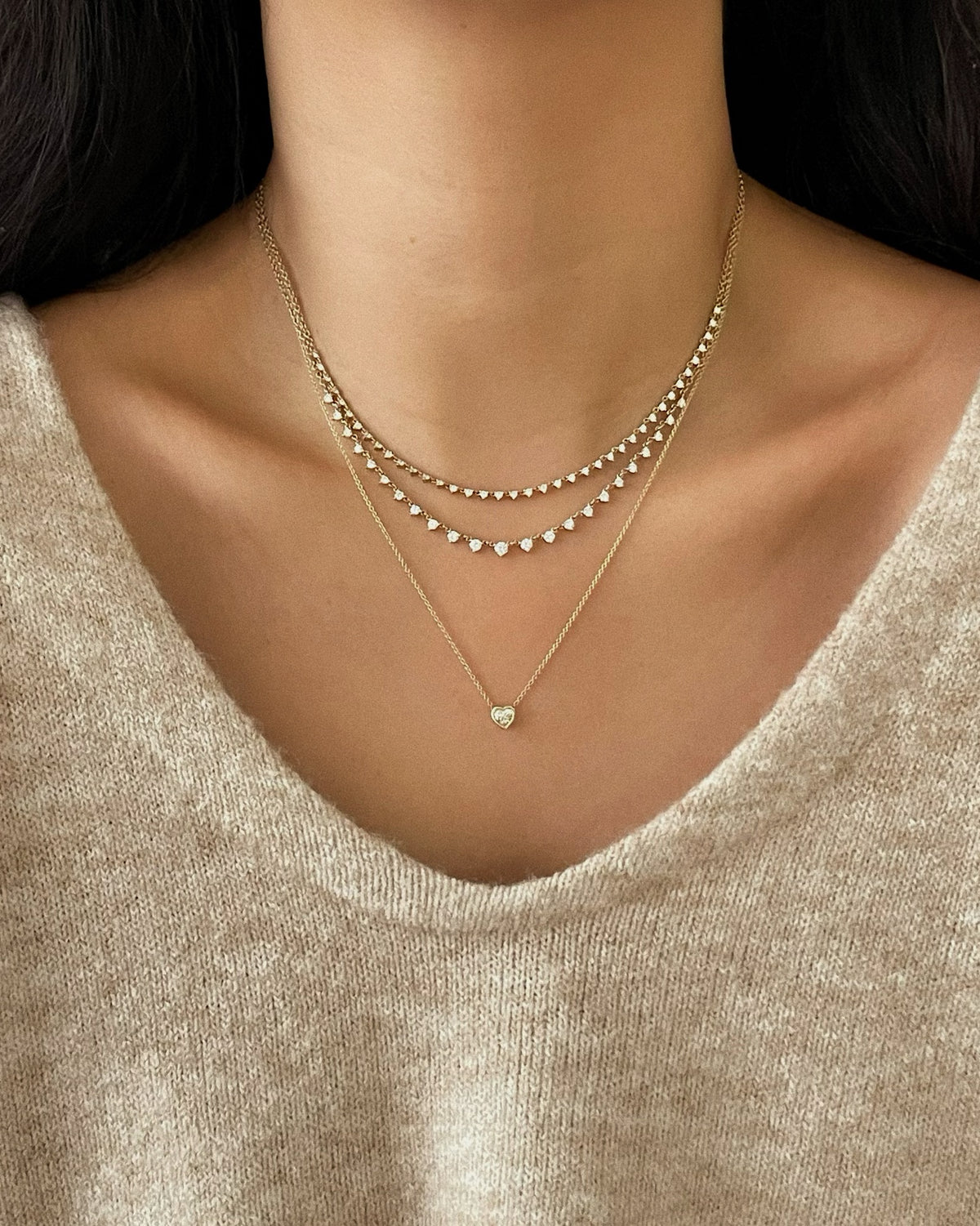 Heart Shape Diamond Bezel Necklace