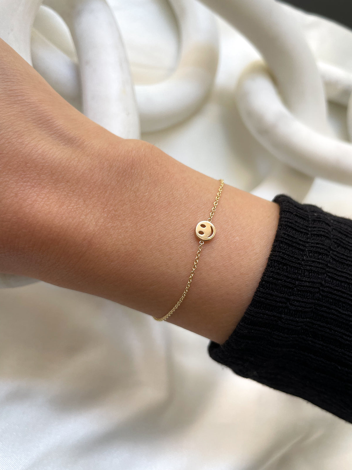 14k Gold Tiny Smile Emoji Bracelet