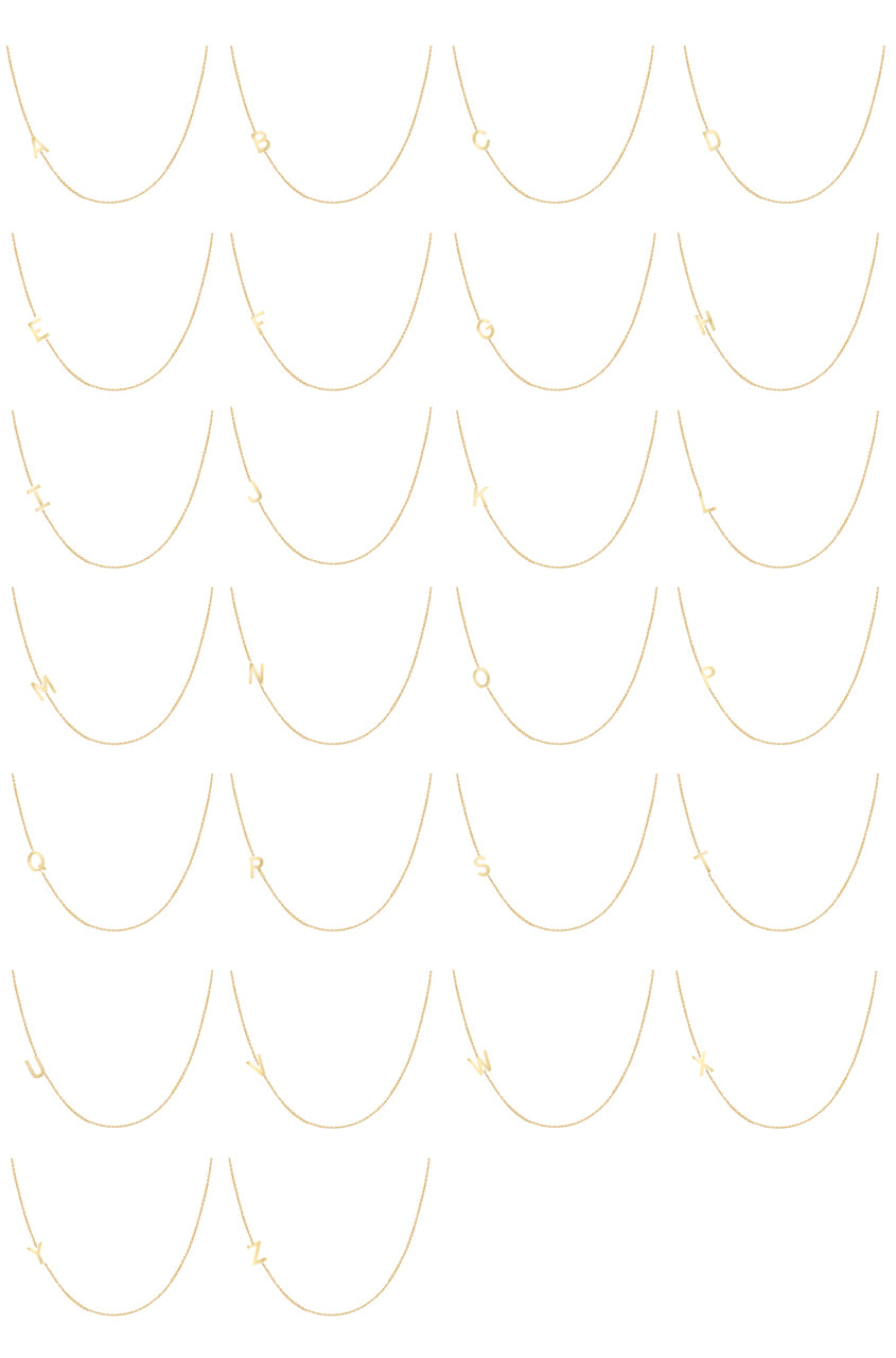 14k Gold Asymmetrical Initial Necklace Samples