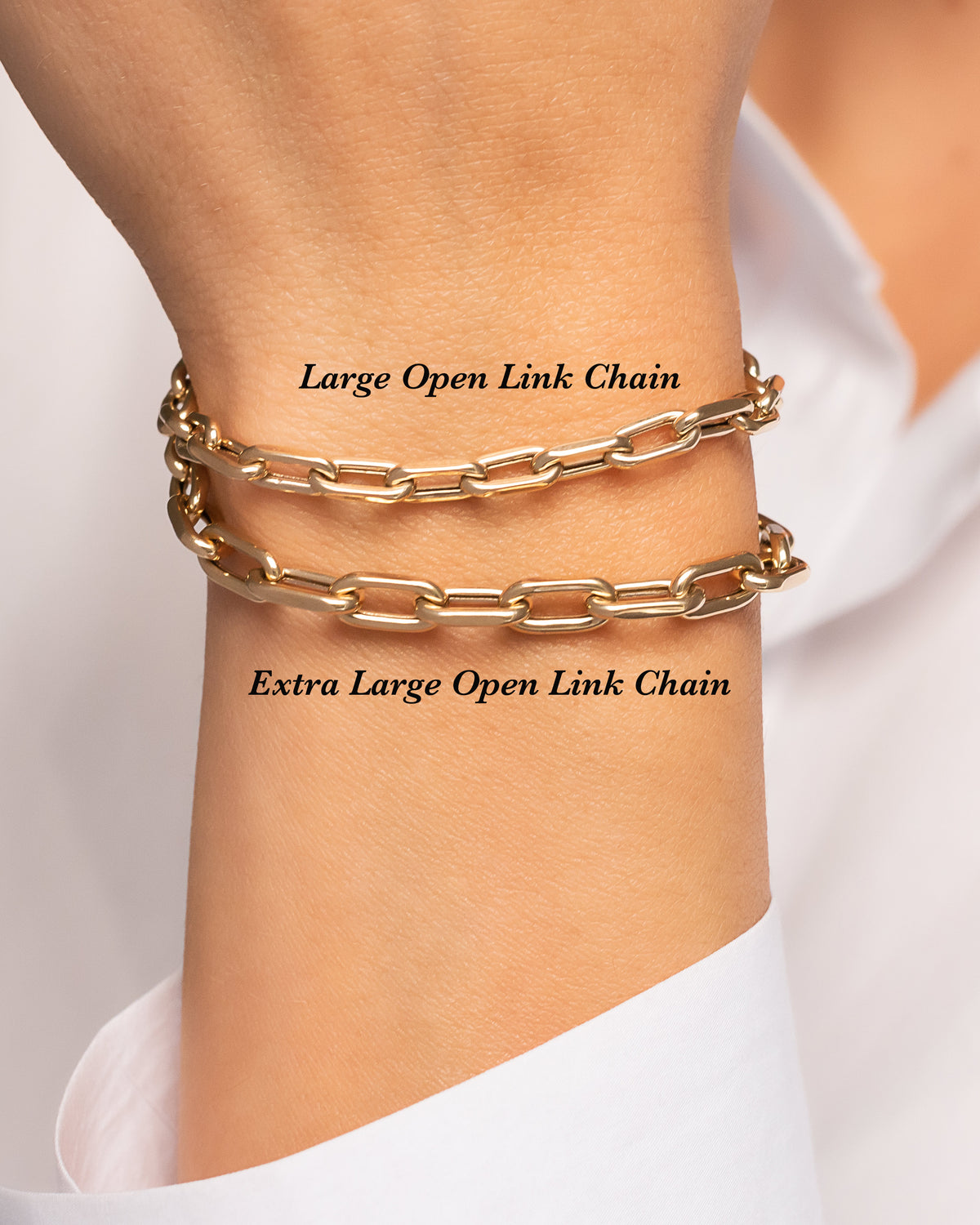 14k Gold Large Open Link Chain Bracelet in Yellow Gold 
