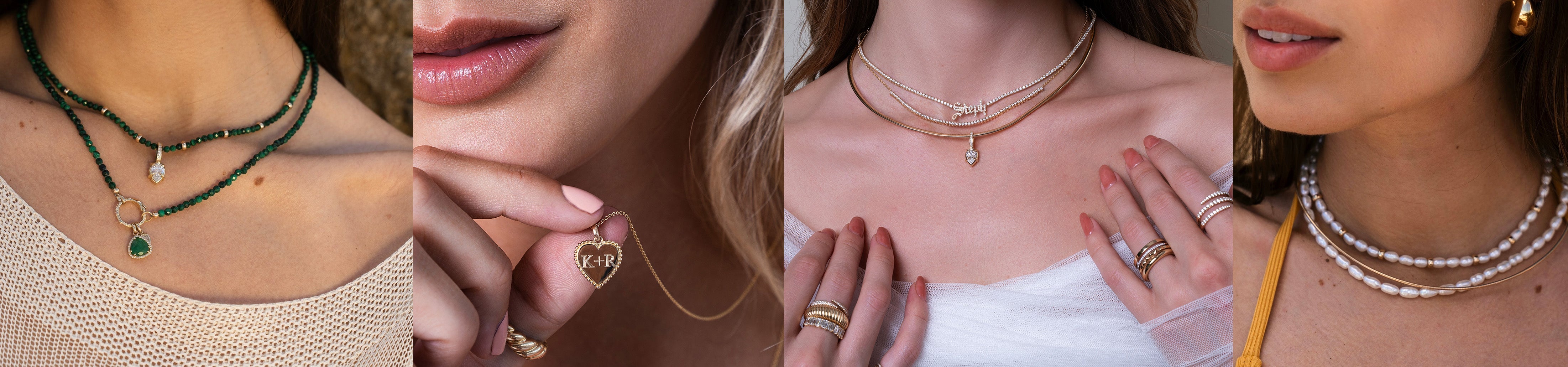 14K Gold personalized necklaces. Name necklaces, diamond name necklaces, initial necklaces, diamond initial necklaces.