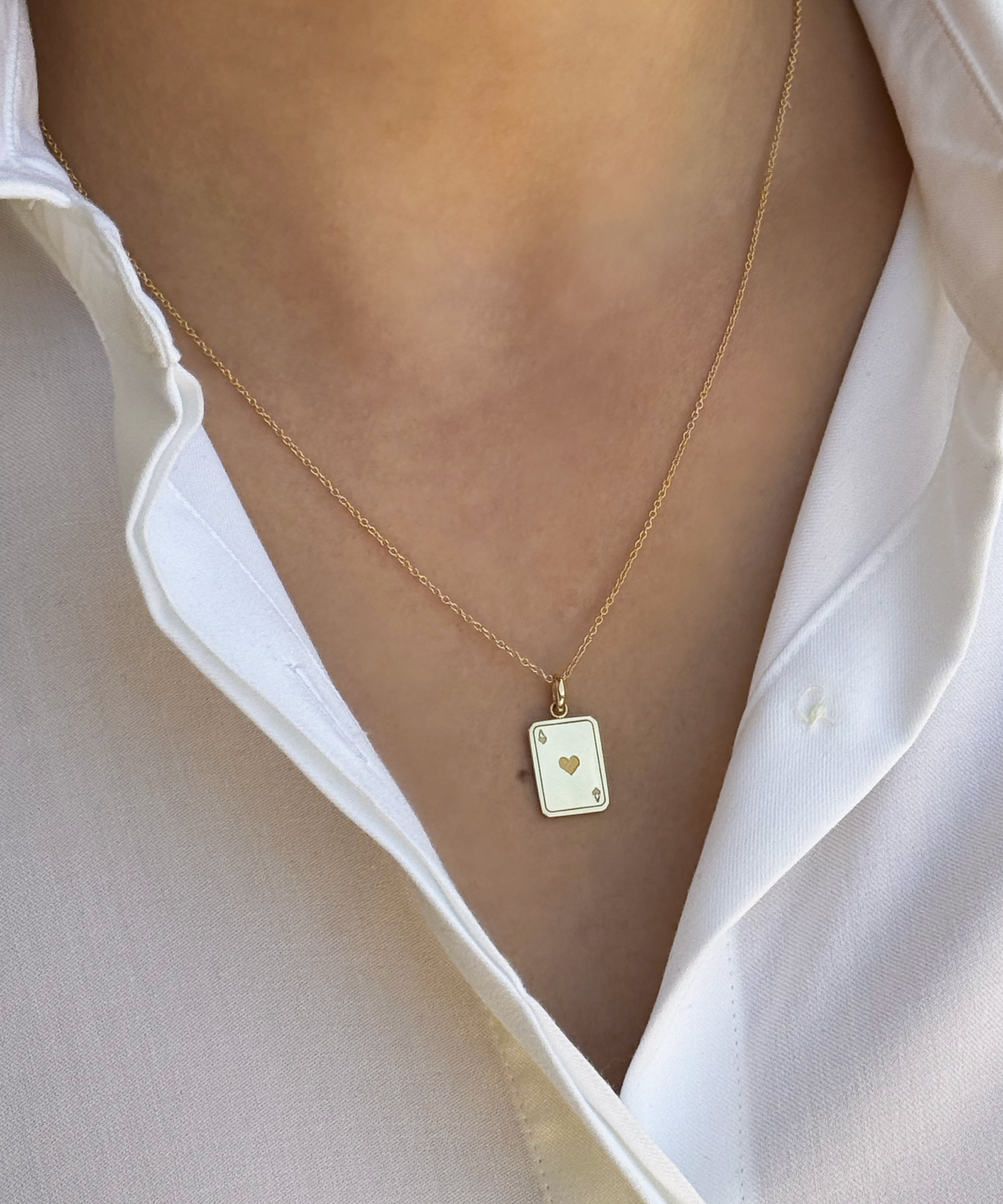14K Gold Ace of Hearts Necklace Personalized Zoe Lev Jewelry