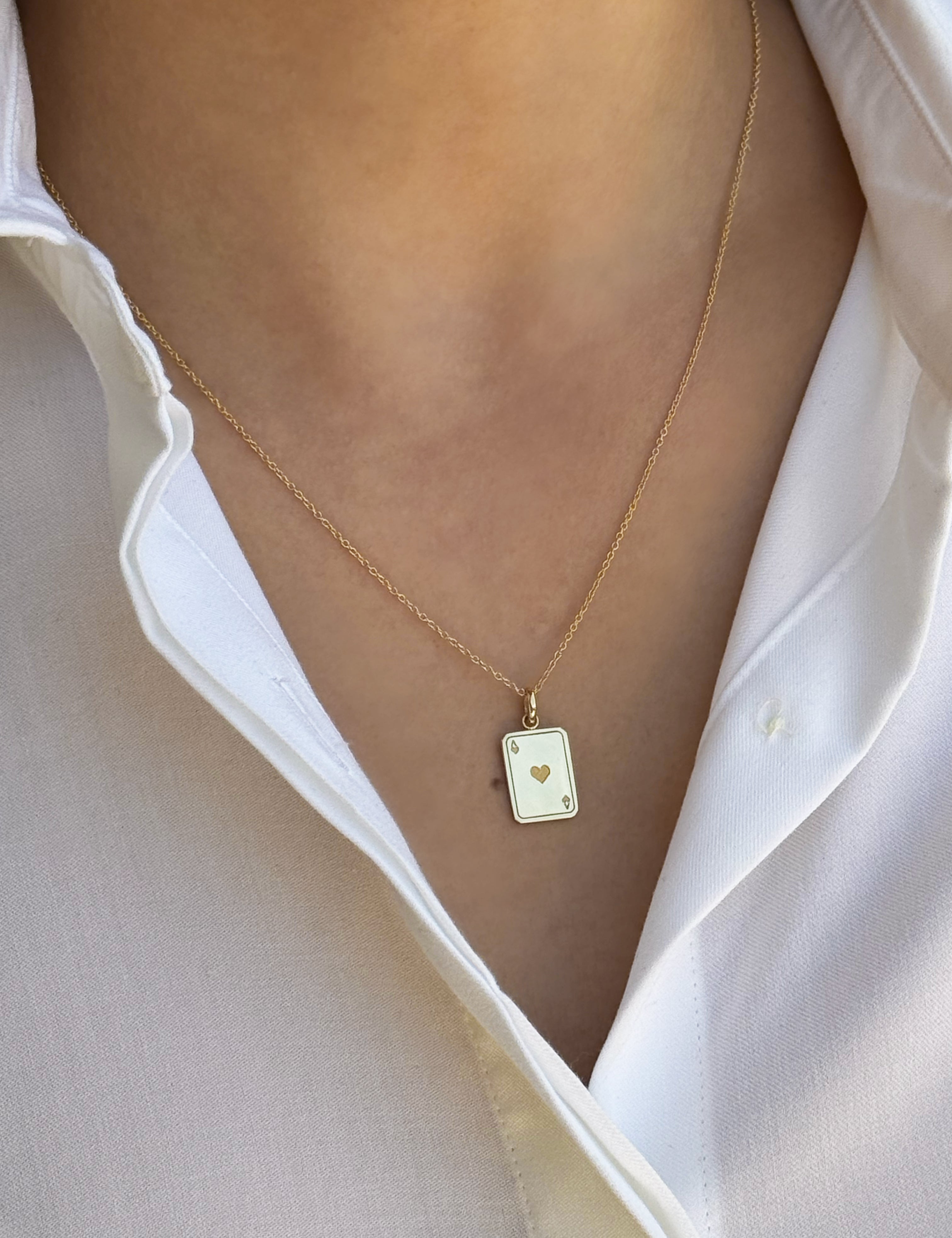 14K Gold Ace of Hearts Necklace Personalized Zoe Lev Jewelry