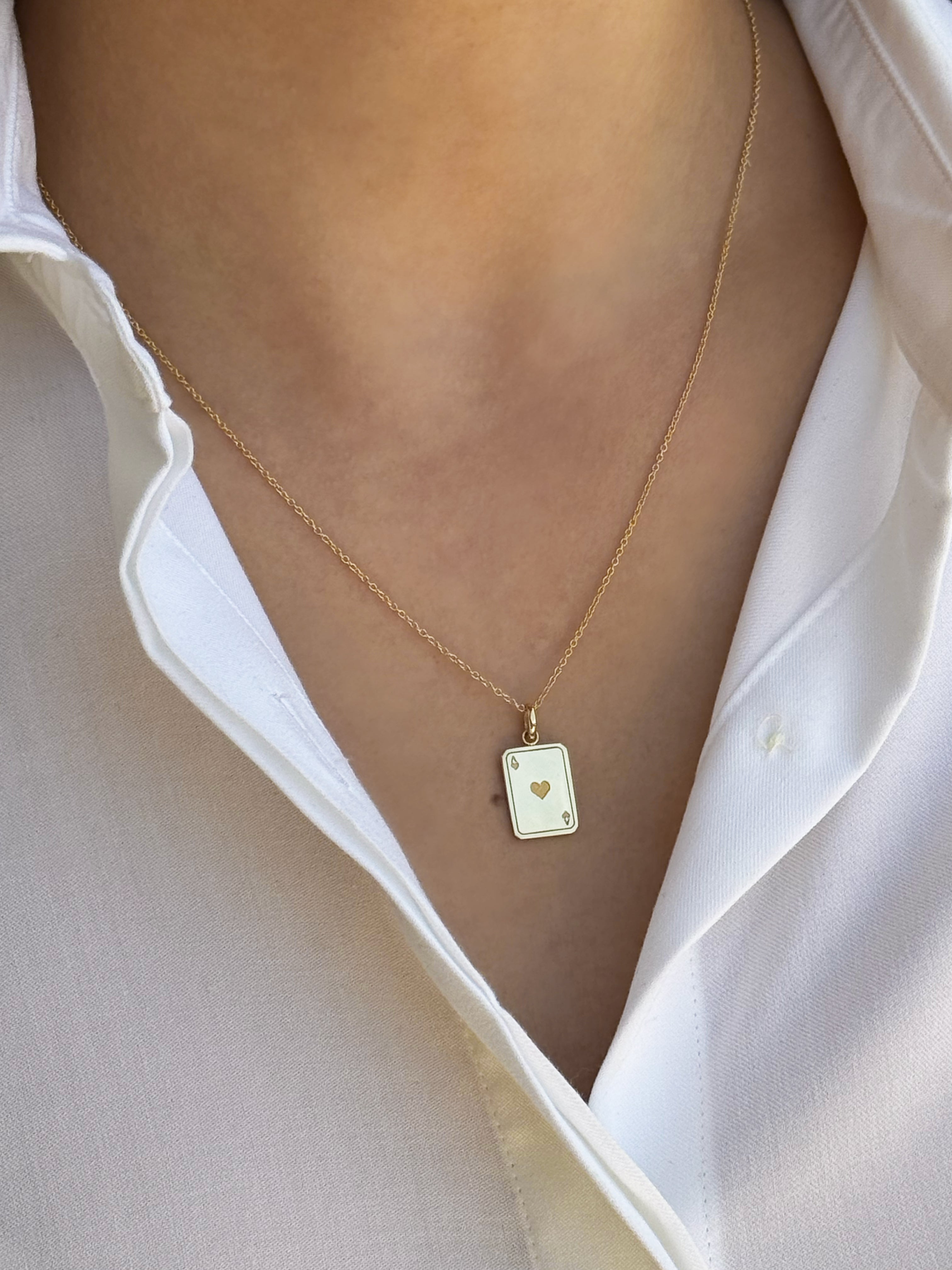 14k Gold Ace of Hearts Pendant Personalized Zoe Lev Jewelry