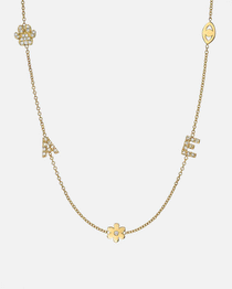 14K Gold Asymmetrical Charm Necklace Personalized Zoe Lev Jewelry