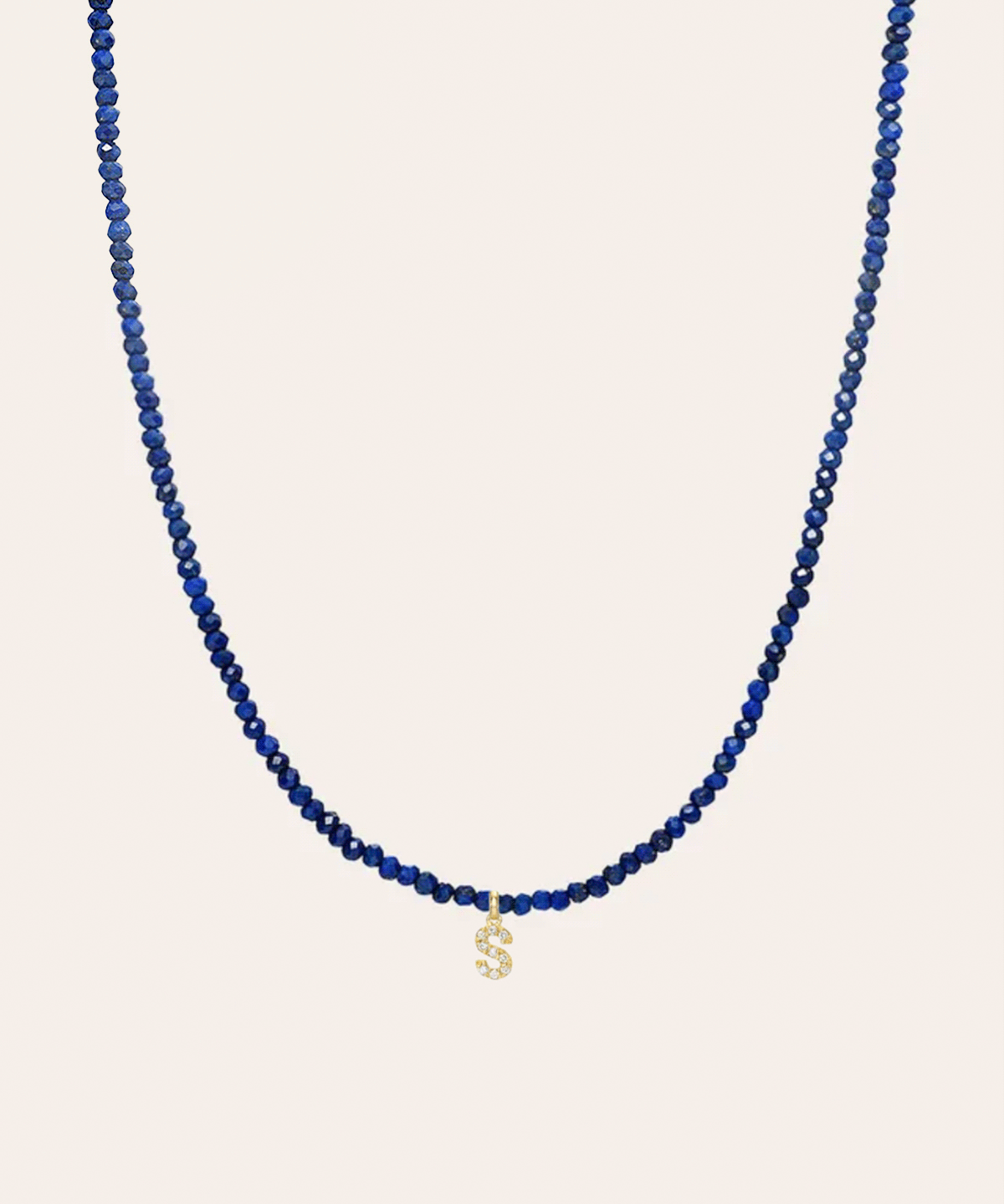 Blue Lapis Bead Necklace Personalized Zoe Lev Jewelry 14K Yellow Gold Yes let's customize it!