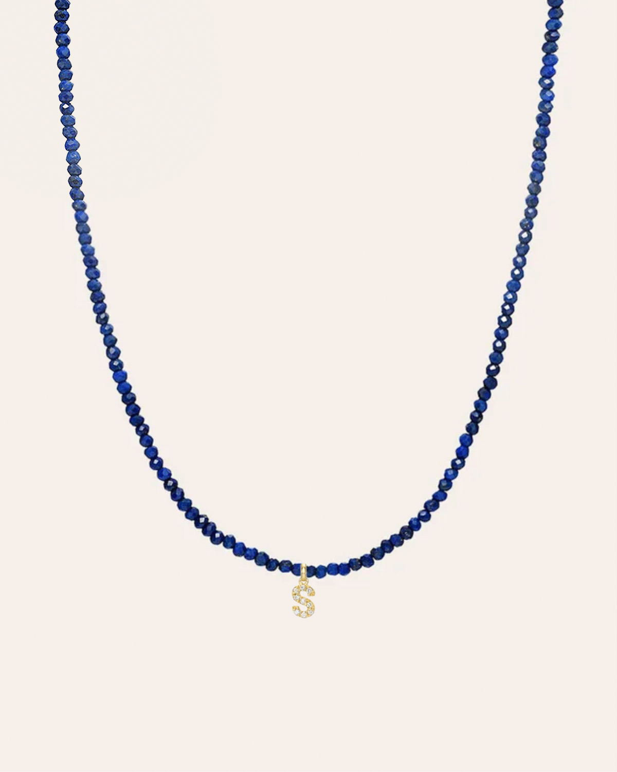 Blue Lapis Bead Necklace Personalized Zoe Lev Jewelry 14K Yellow Gold Yes let's customize it!