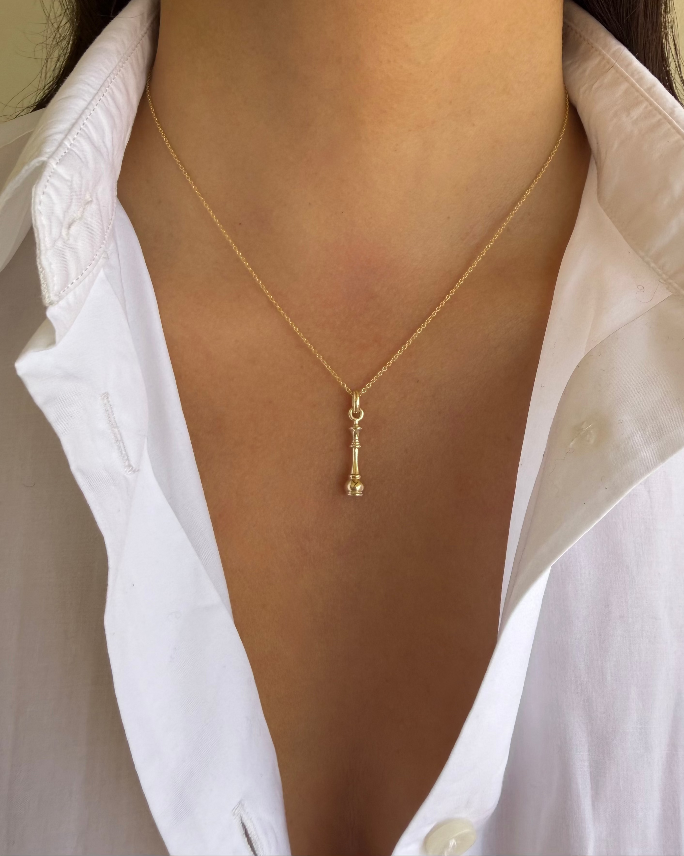 14K Gold Chess Queen Pendant Zoe Lev Jewelry