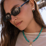 Lab Diamond and Pink Tourmaline Pear Drop Stud Studs Zoe Lev Jewelry