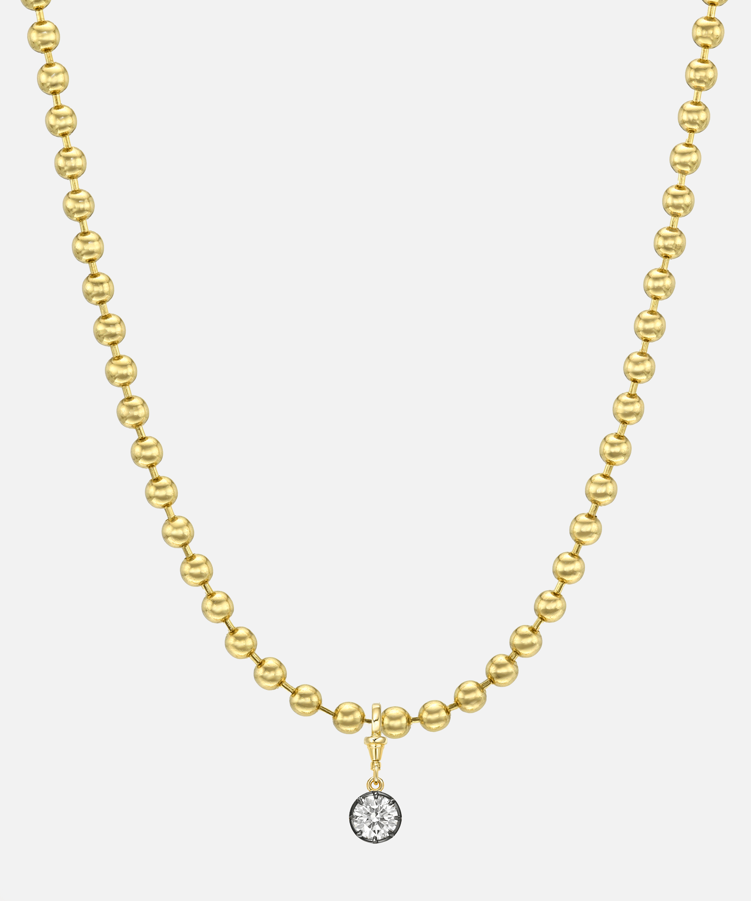 14K Gold Medium Ball Chain With Black Rhodium Lab Diamond Personalized Zoe Lev Jewelry