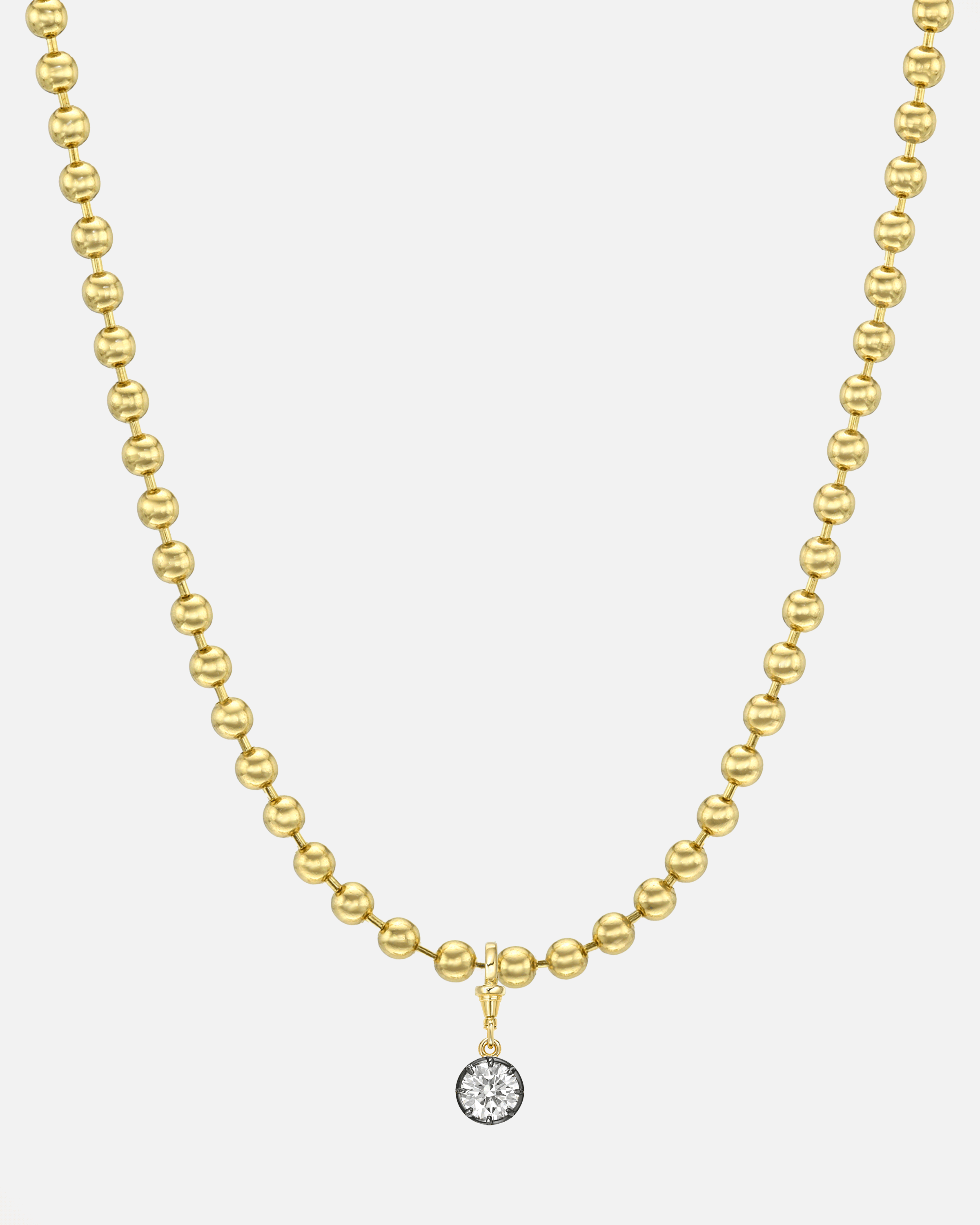 14K Gold Medium Ball Chain With Black Rhodium Lab Diamond Personalized Zoe Lev Jewelry