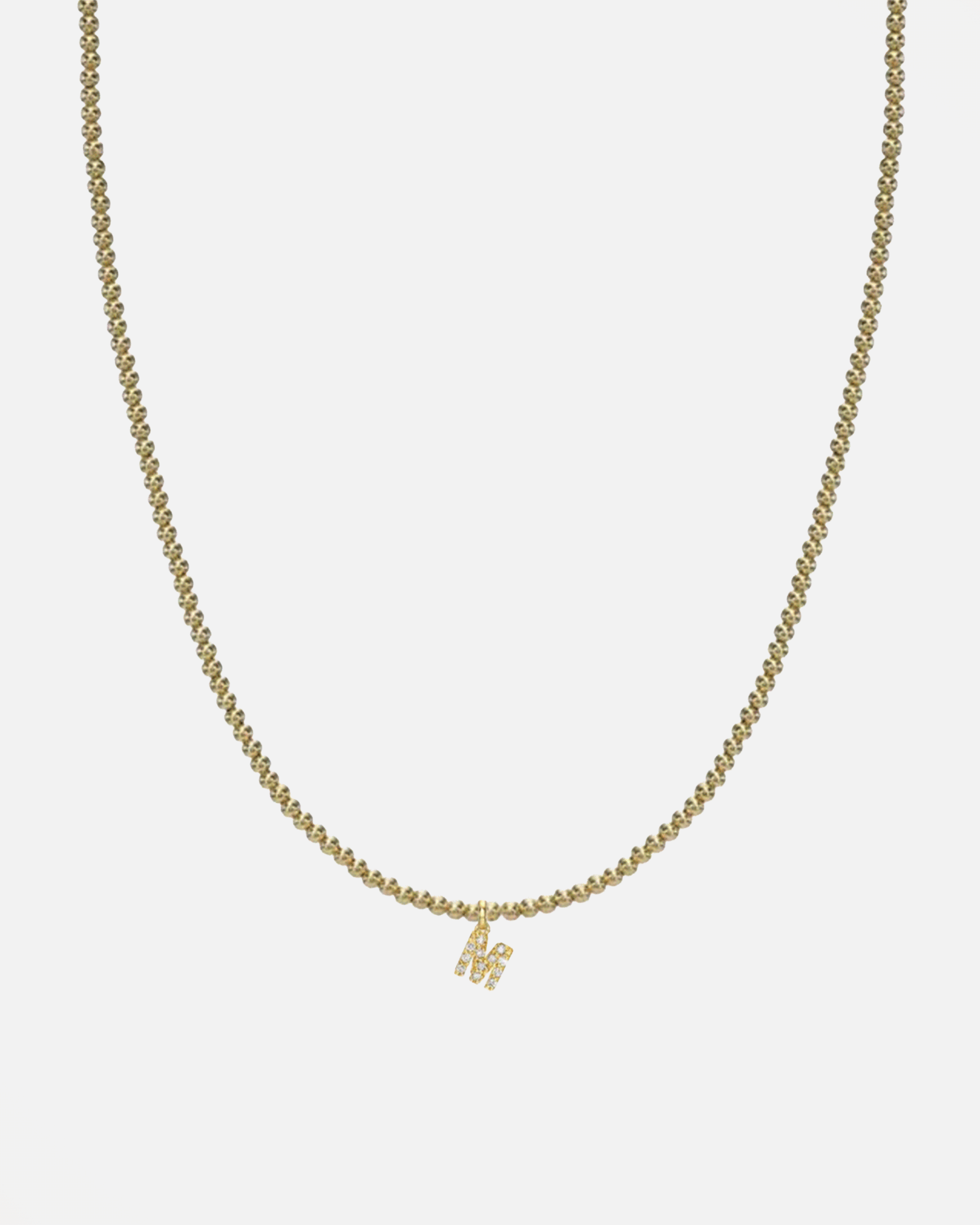 14K Gold Mini Diamond Initial Bead Necklace Personalized Zoe Lev Jewelry